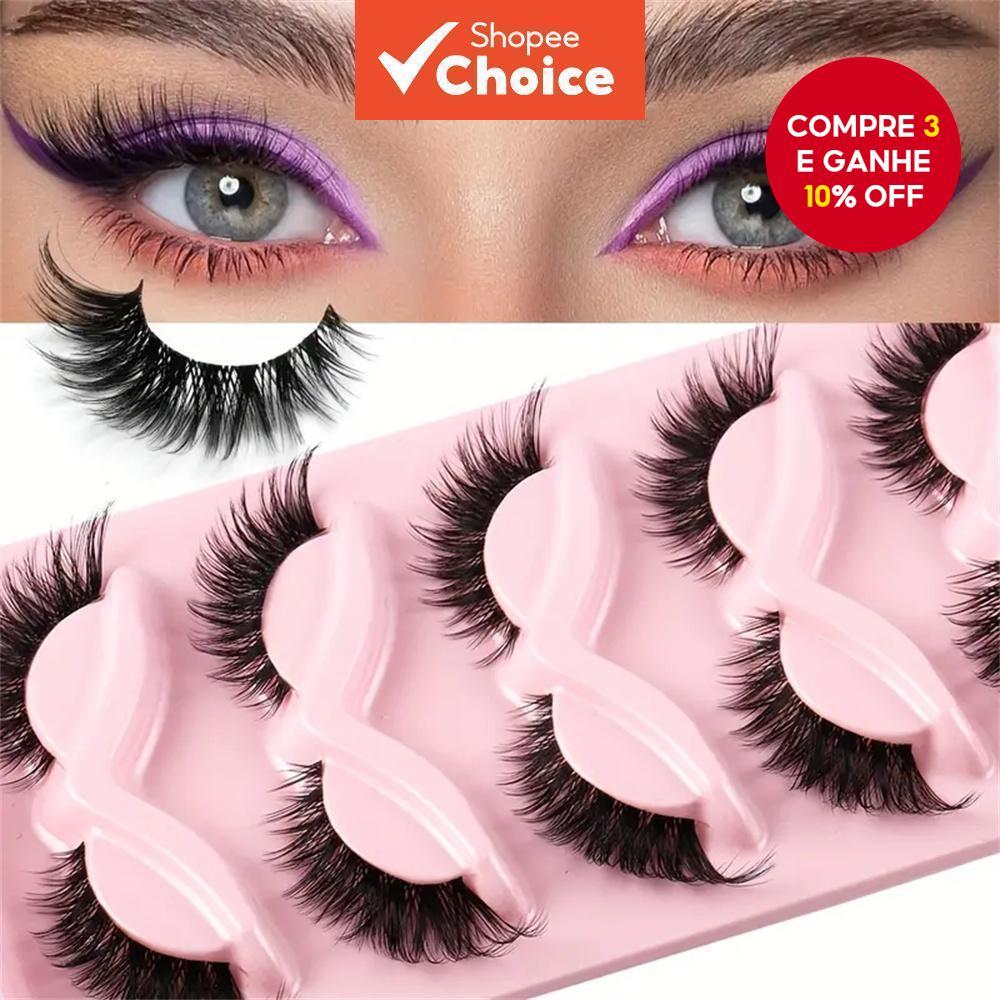 Cílios De Gato , 5 Pares De Vison Falso , Alongamento Natural Em Forma De Asa , Cauda De Olho