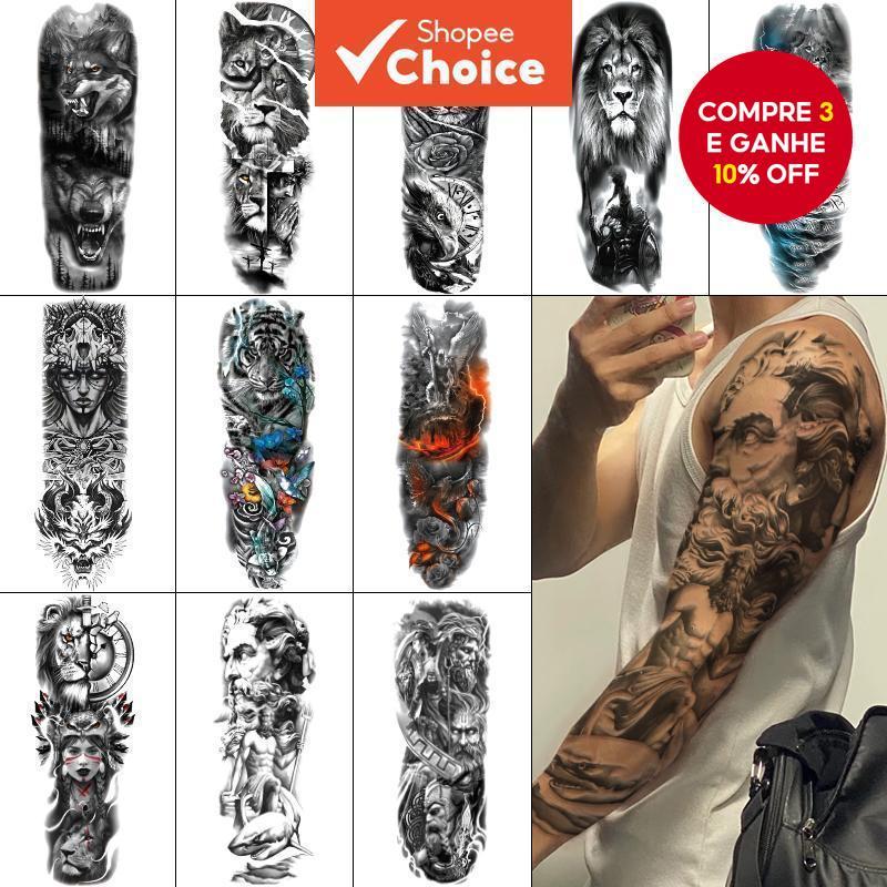 Tatuagem Temporária À Prova D'água Para Braço Inteiro-Falsa Adesiva Universal Diversão Na Praia , Perfeita Homens E Mulh