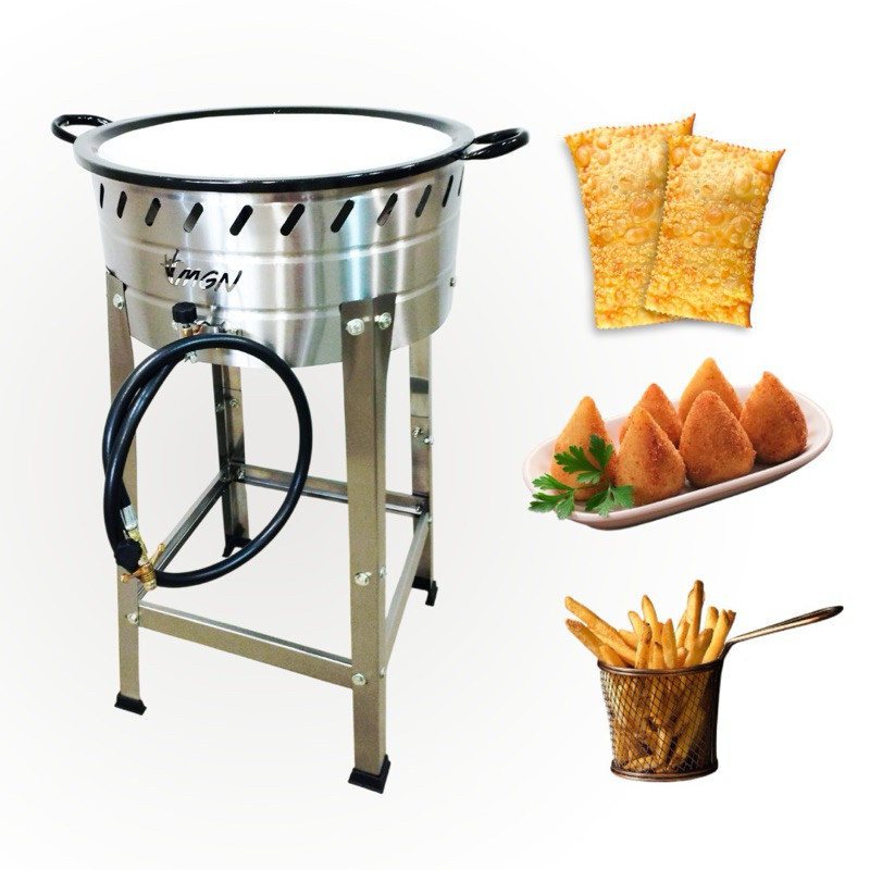 Fritador Fogão á Gas Pasteleiro 10 Litros Inox n18 Alta Pressão Batata frita Salgado Pastel Promoçã