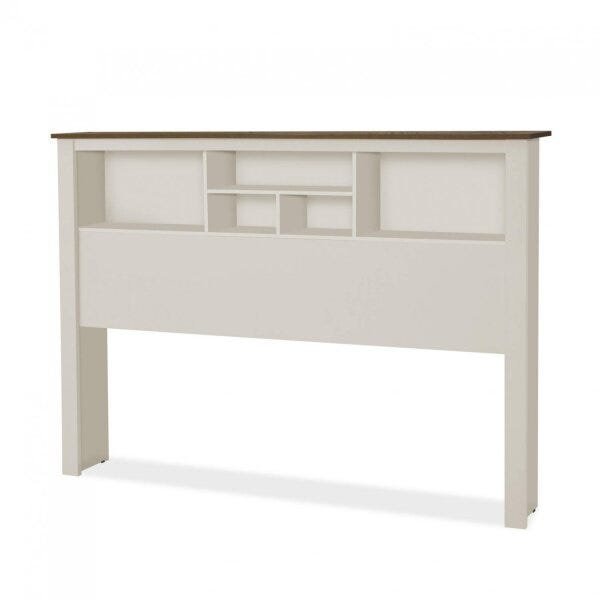 Cabeceira Casal Box Havana Bege Off White/Madeira