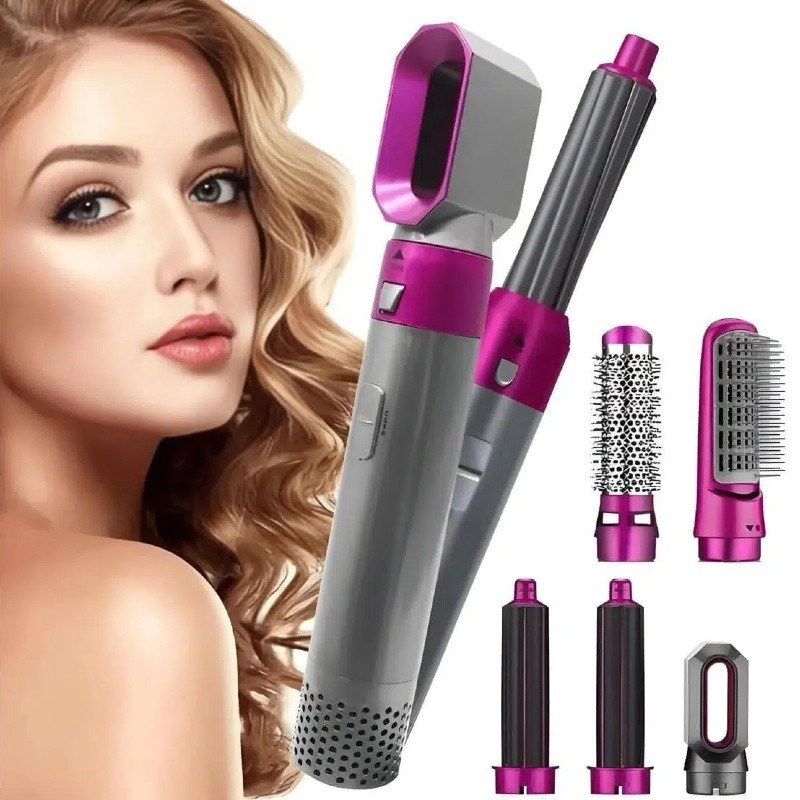 110V Escova Secadora De Cabelo Pente Modelador 5 Em 1,modelador de cachos multifuncional automático