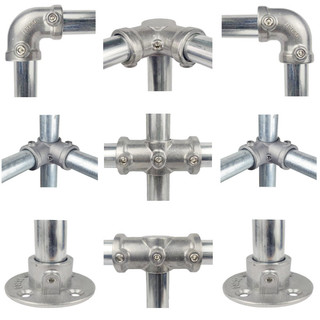 Conector de tubo redondo 25mm de seis pontos liga de alumínio galvanizado 32mm tubo de aço Base de tubo de ferro pr