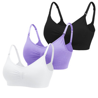 Kit 3 Tops Sutiã com Bojo, Alça e Fecho Ajustável - Feminino Confortável Academia Fitness