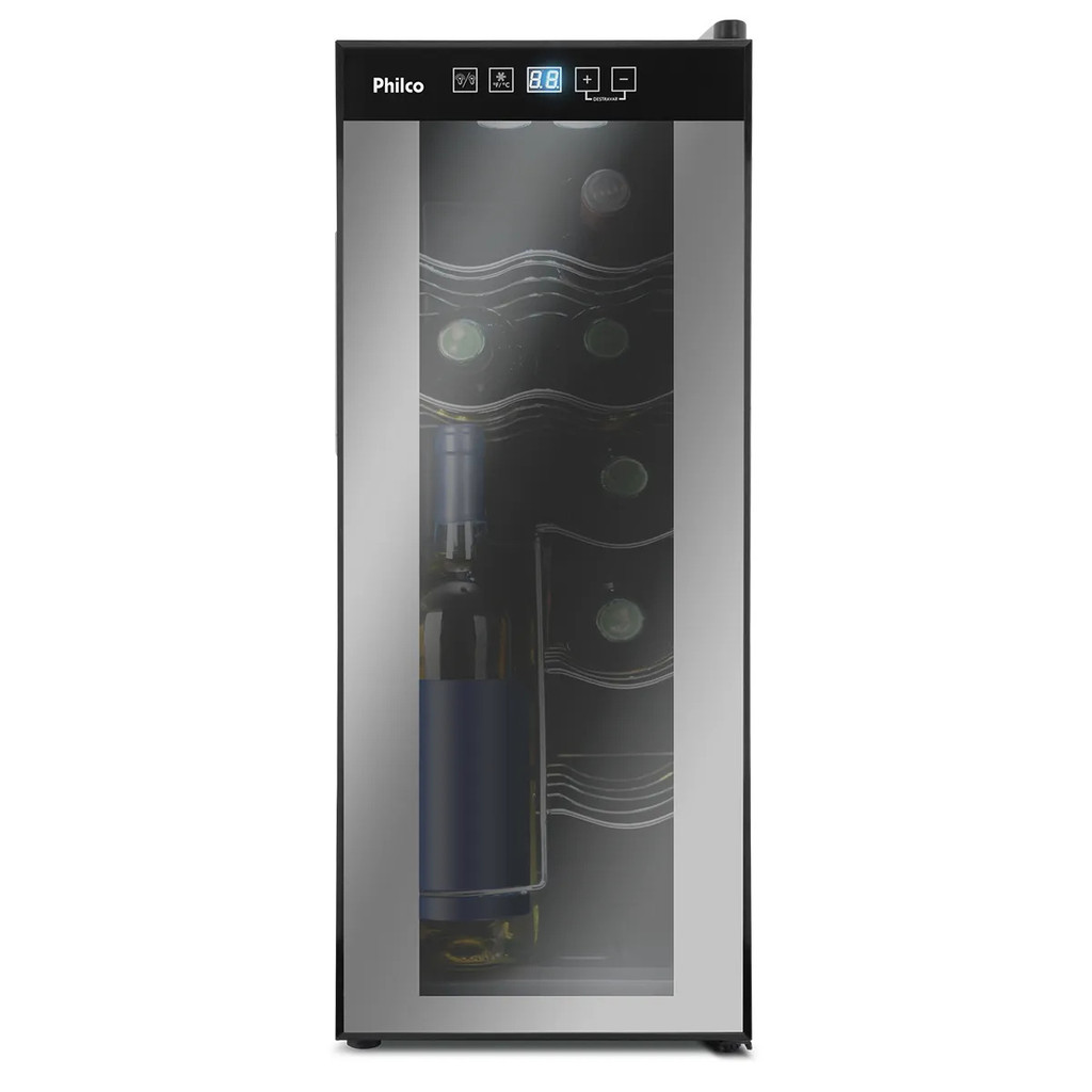 ADEGA CLIMATIZADA PHILCO PAD12E DISPLAY PRETO DIGITAL 12 GARRAFAS BIVOLT