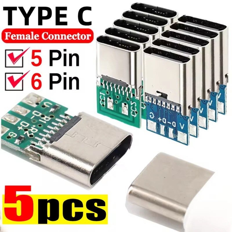 Conector Fêmea De Fio Soldado Tipo C De 4/5 Unidades-Placa De-Acessório Eletrônico De Modificação DIY-Adaptador De Recep