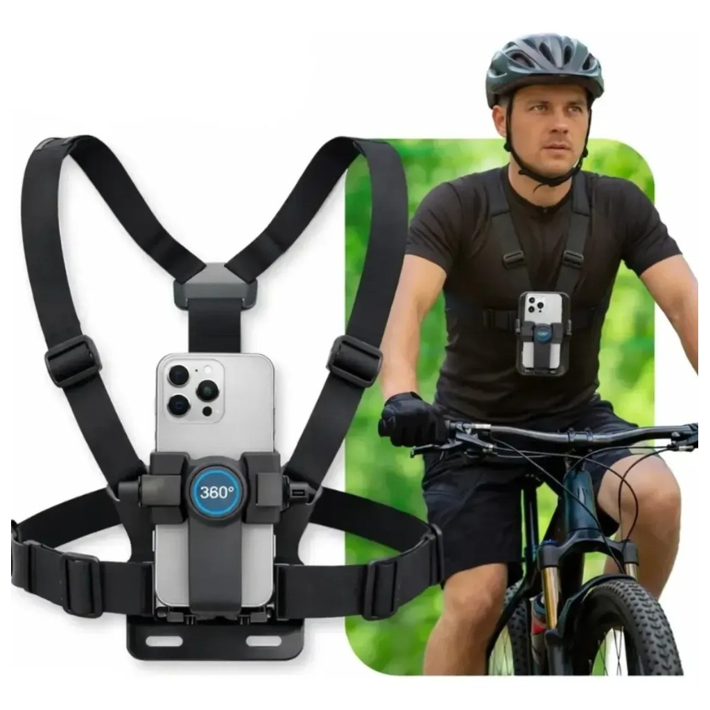 Suporte de alça torácica com celular e adaptador GoPro