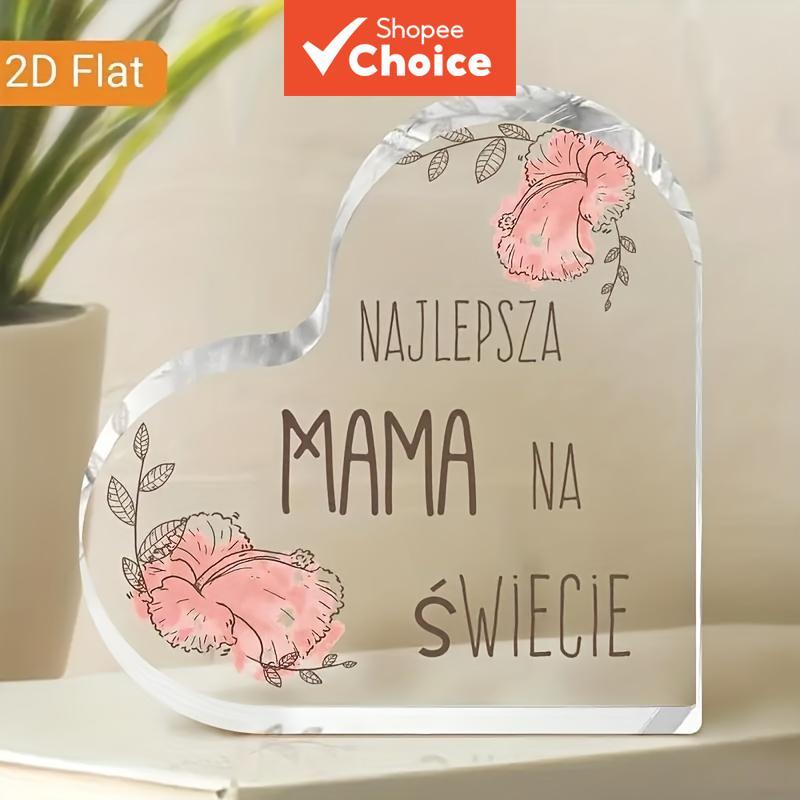 Melhor Mãe Do Mundo Coração Placa Acrílica Presente Dia Das Mães Para A Da Filha Filho Floral Mesa Decoração Lembrança