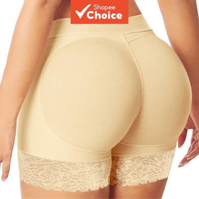 Cueca modeladora feminina para levantamento de bumbum sem costura, shorts com enchimento para realce dos glúteos e