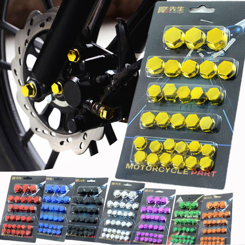 30 Pçs 0.8cm/1cm/1.2cm/1.4cm Conjunto De Parafusos Da Motocicleta Tampas Decorativas Porca Cobre Acessórios Modificação