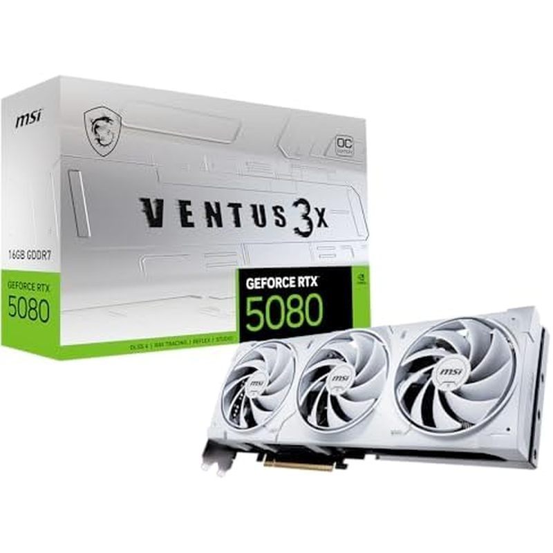 msi Gaming RTX 5080 16G Ventus 3X OC Placa Gráfica Branca (16 Gb GDDR7 , 256 Bits , Relógio Extremo TBD MHz , DisplayPor