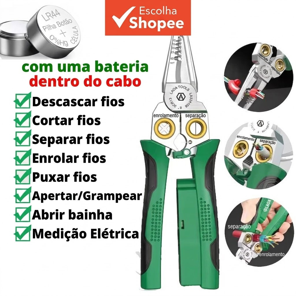 Um Conjunto LAOA 8-Em-1 Alicate De Decapagem De Fio Multifuncional De Aço Inoxidável Para Medição Elétrica De Enrolament