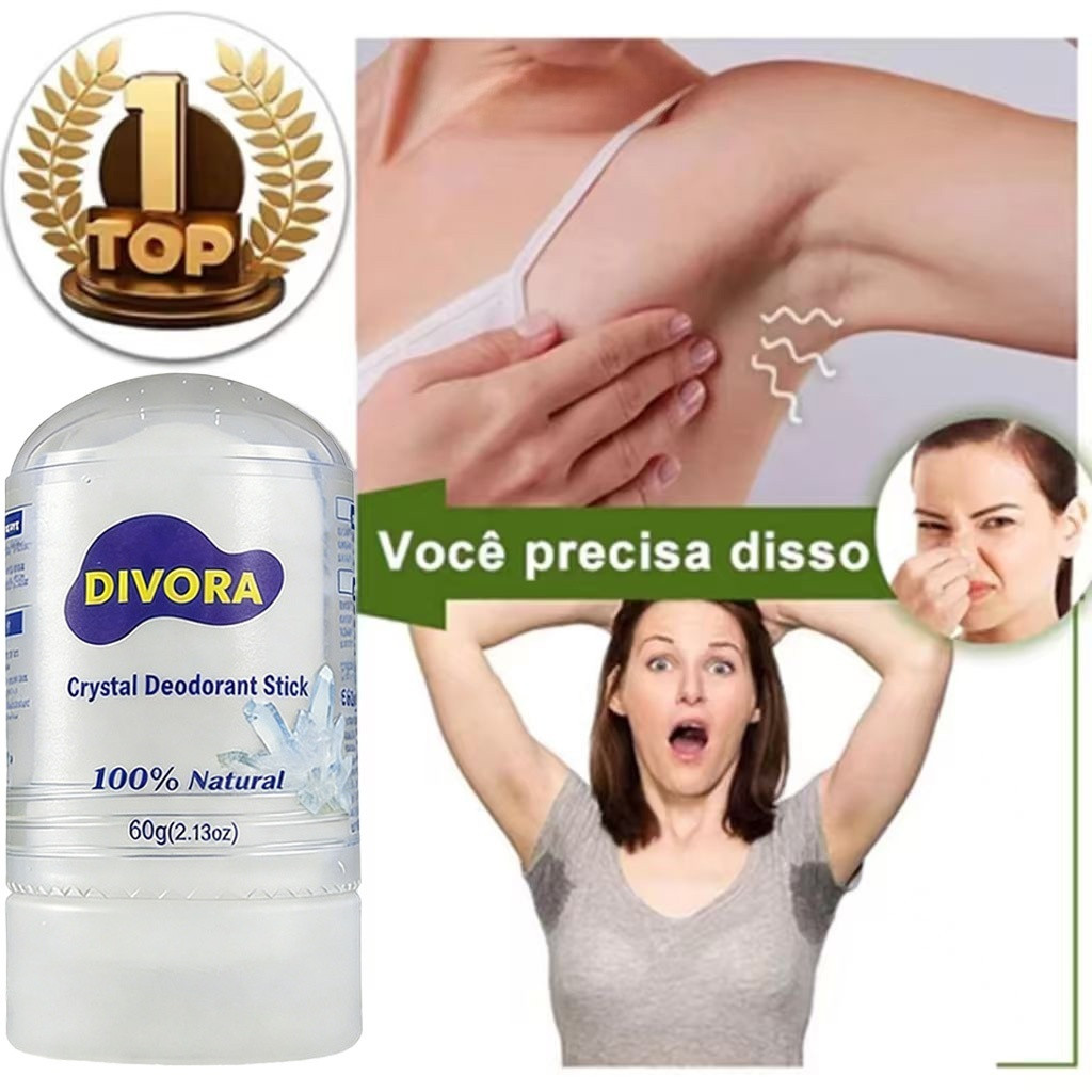 Desodorante natural Cristal/Pedra (60g) Pode passar em todo o corpo para melhorar o odor corporal