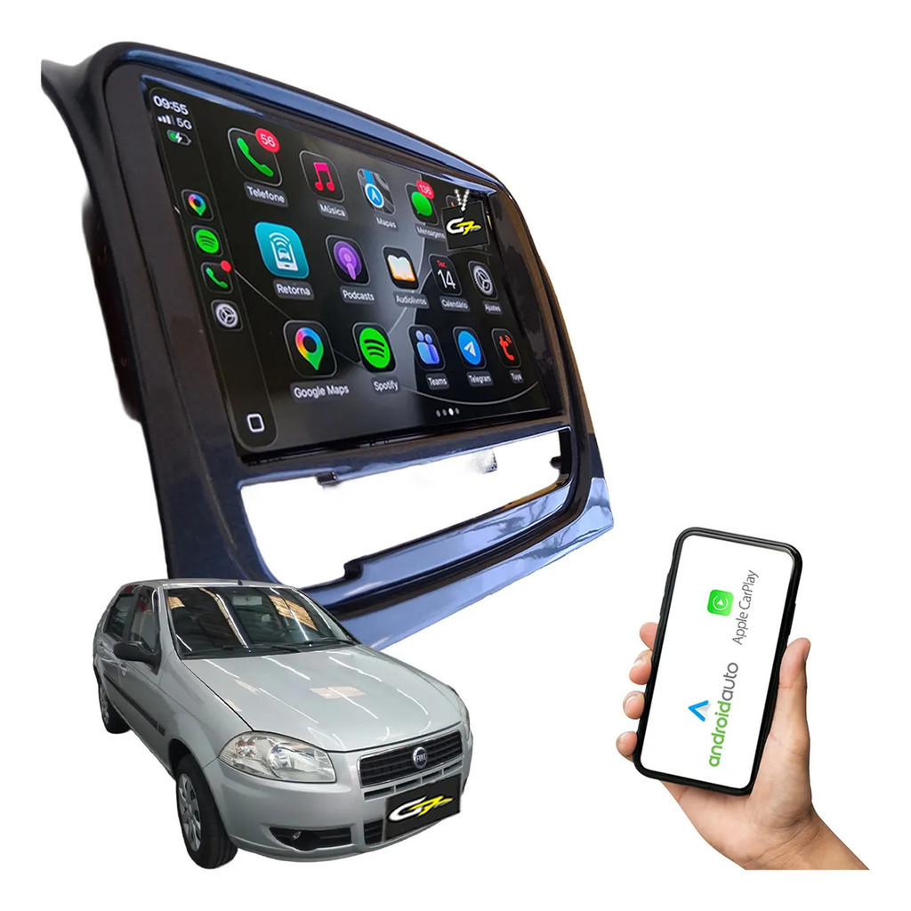 Kit Central Multimidia Palio G4 Mp10 7  Carplay/androidauto