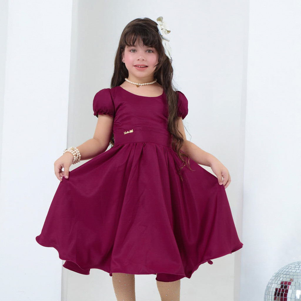 Vestido Infantil Marsala - Festas, Formatura, Aniversário, Batizado, Casamento