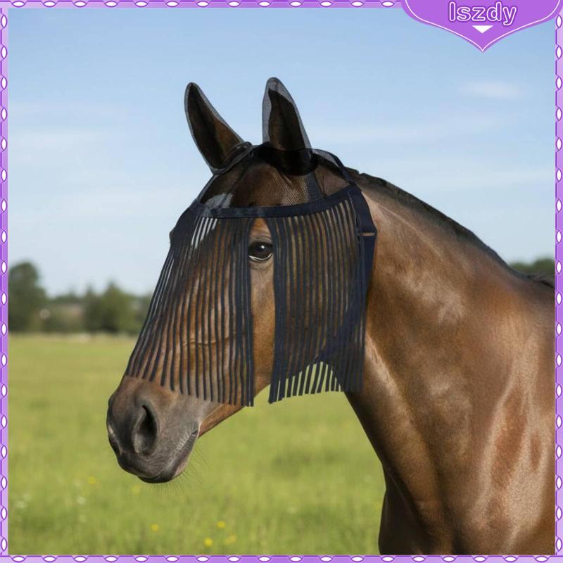 [Lszdy] Escudo Facial Equino Máscara De Proteção Contra Moscas Para Cavalos Barreira De Malha Acessório Equitação Equipa