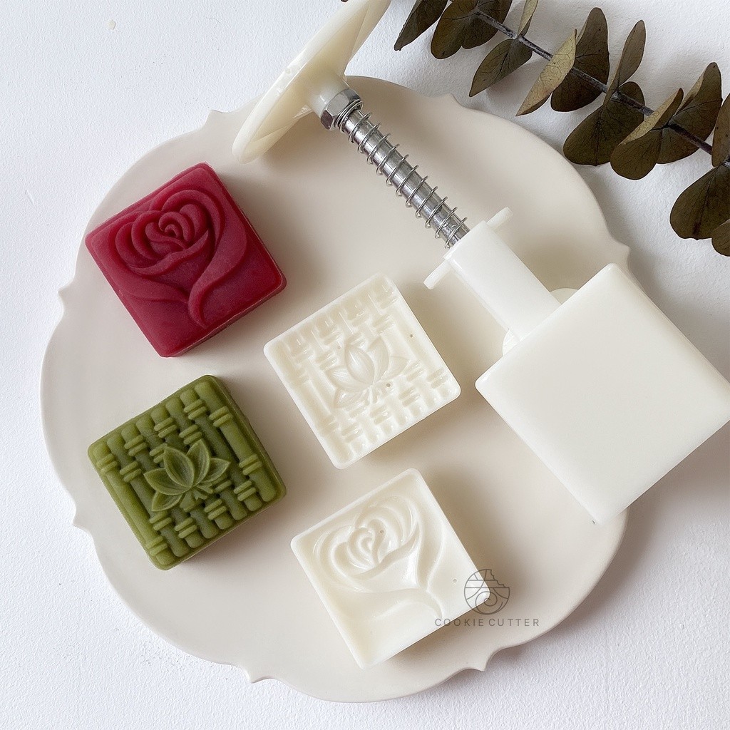 50-65g Bambu Rosa Flores Estilo Chinês Mooncake Molde Refresco Bolo De Feijão Mung Wagashi Mão Pressionado Mid-Autumn Fe