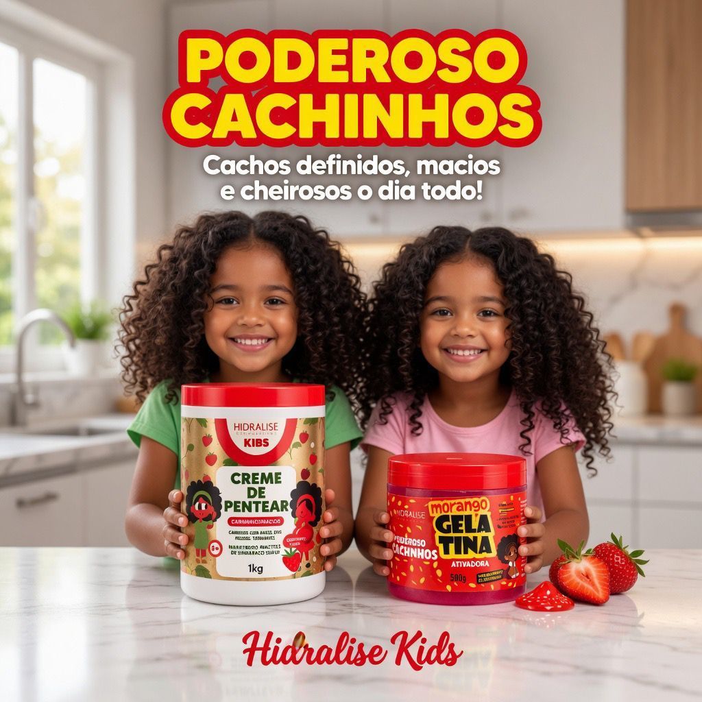 Kit 2 em 1 Hidralise Creme 1kg + Gelatina 500G Definição Dos Cachos Sem Frizz Para Cachos