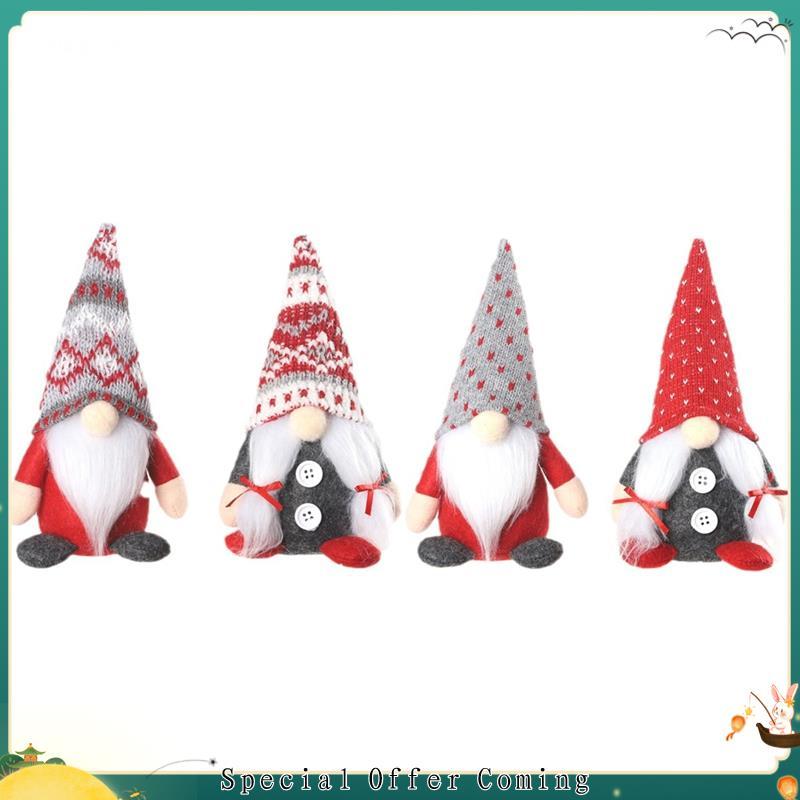 hhuuele1 4 Pcs Gnomos De Natal Presentes De Pelúcia Handamde Sueco Tomte Boneca Rena Gnomo Colecionável Decorações Para