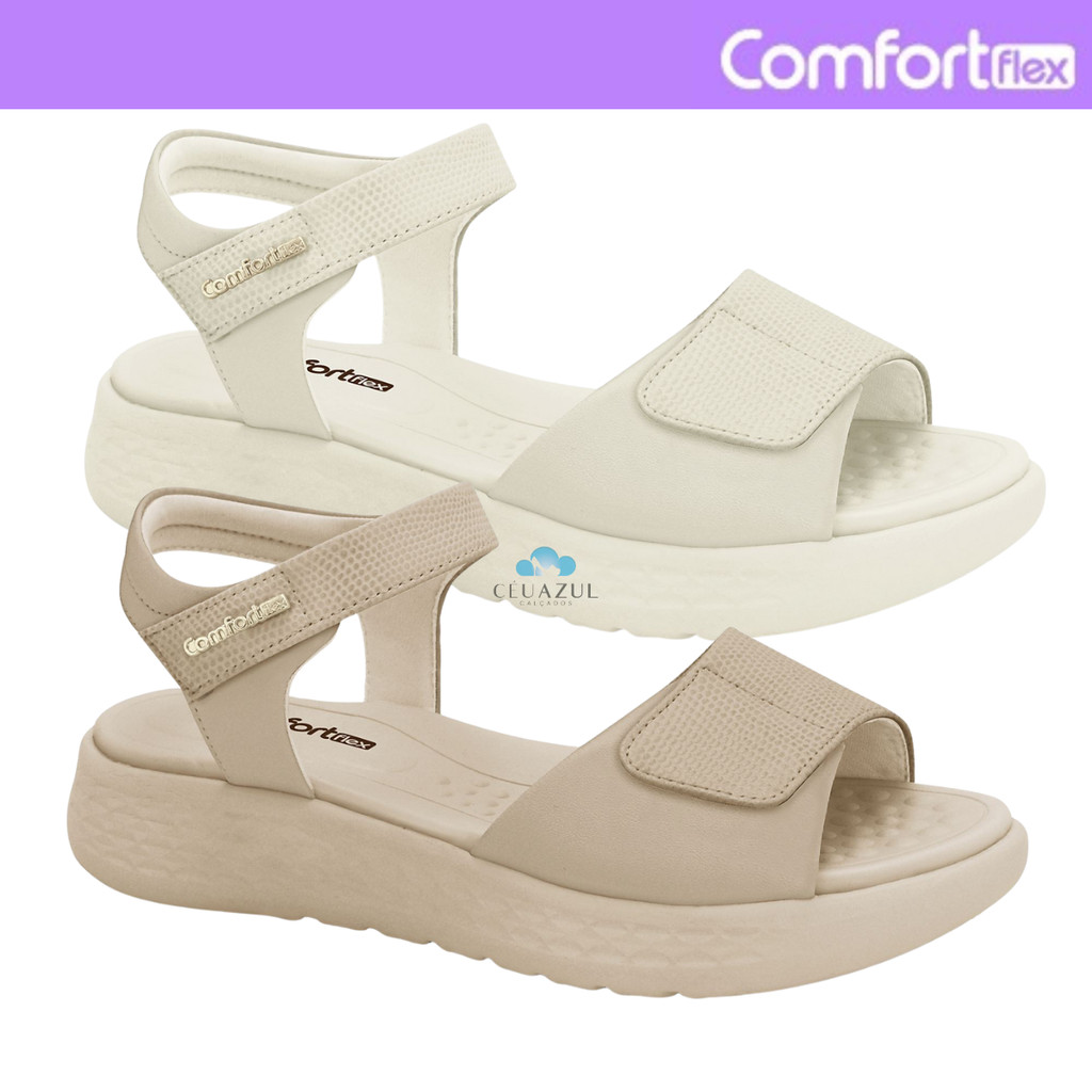 Sandália Comfortflex Feminina Flatform Velcro Ajustável Conforto Original