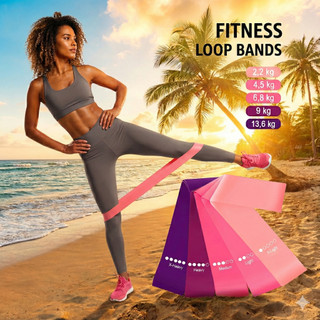 Kit com 5 Mini Bands Elásticos para Exercícios e Treinos em Casa com 5 Níveis de Resistên…