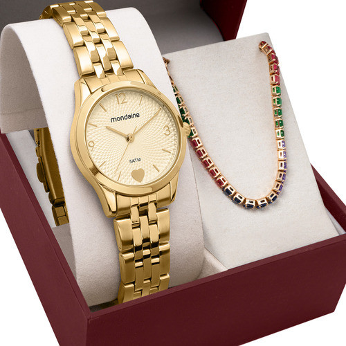 Kit Relógio Mondaine Feminino Com Pulseira 32795LPMKDE1K2