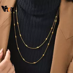 Colar Longo De Cobra Com Contas De Ouro Vnox , Acessórios De Suéter , Elegante Para Banquetes , Festas E Eventos Formais