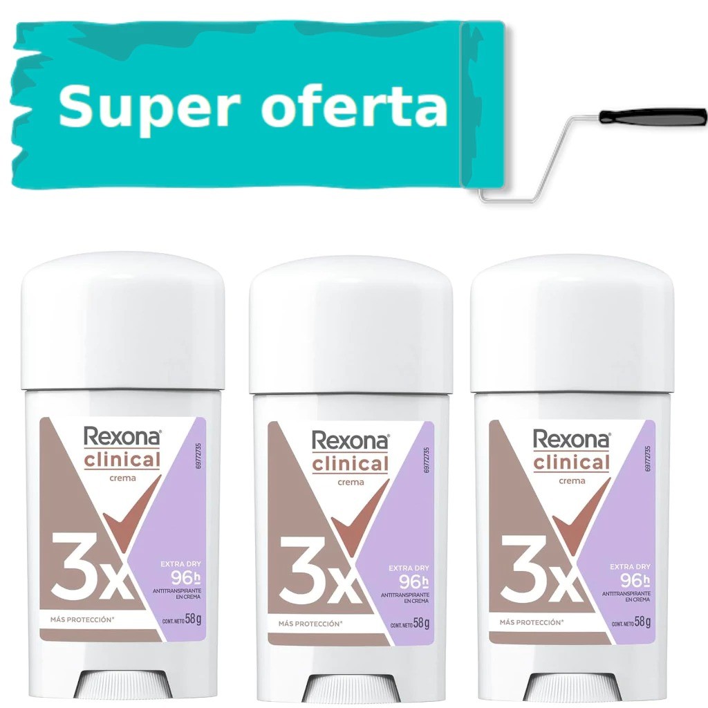 KIT C/3 DESODORANTE REXONA CLINICAL EXTRA DRY 58G