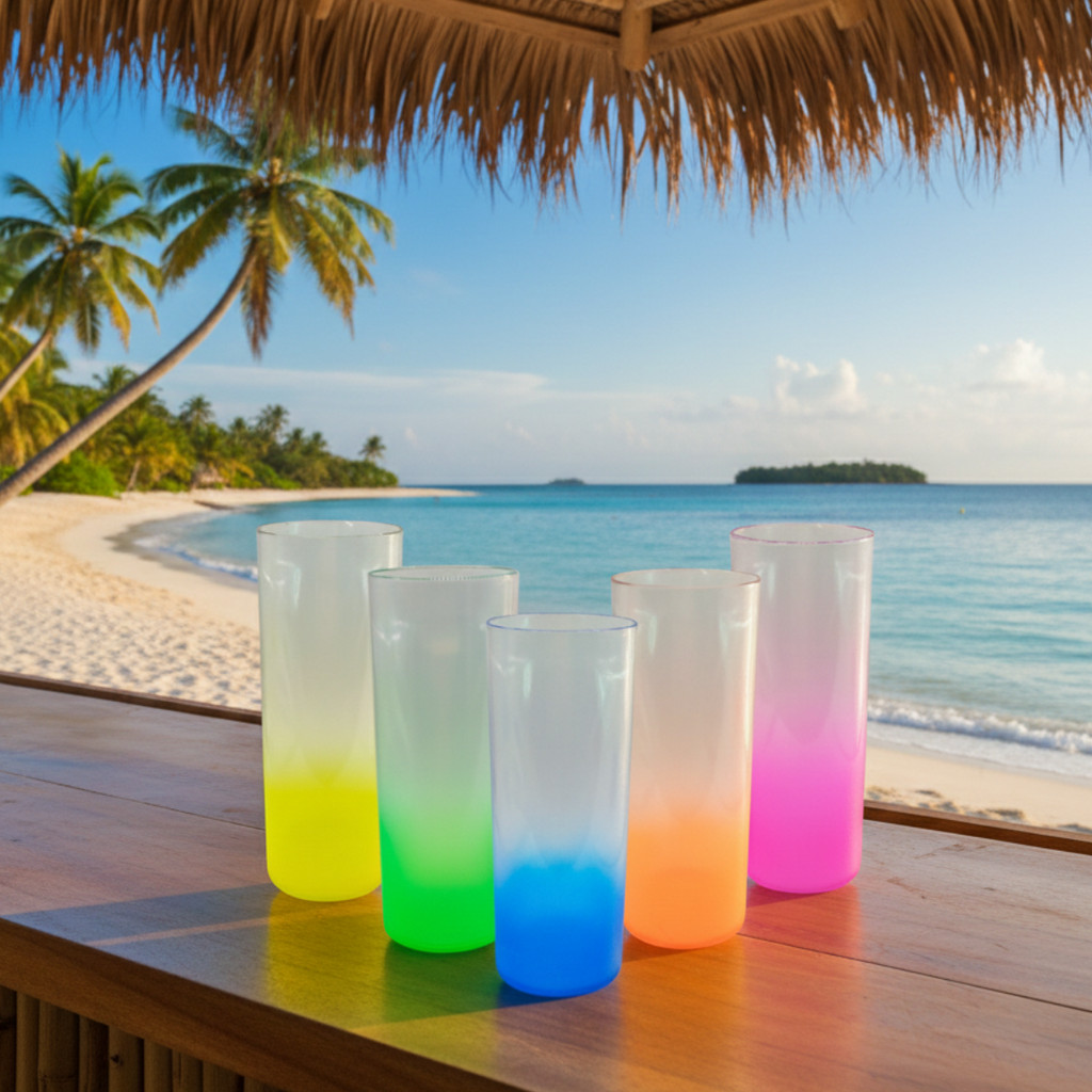 KIT 10 COPOS LONG DRINK 350ML CRISTAL DEGRADE PARA PERSONALIZAR ADESIVAR FESTA em Oferta na Shopee