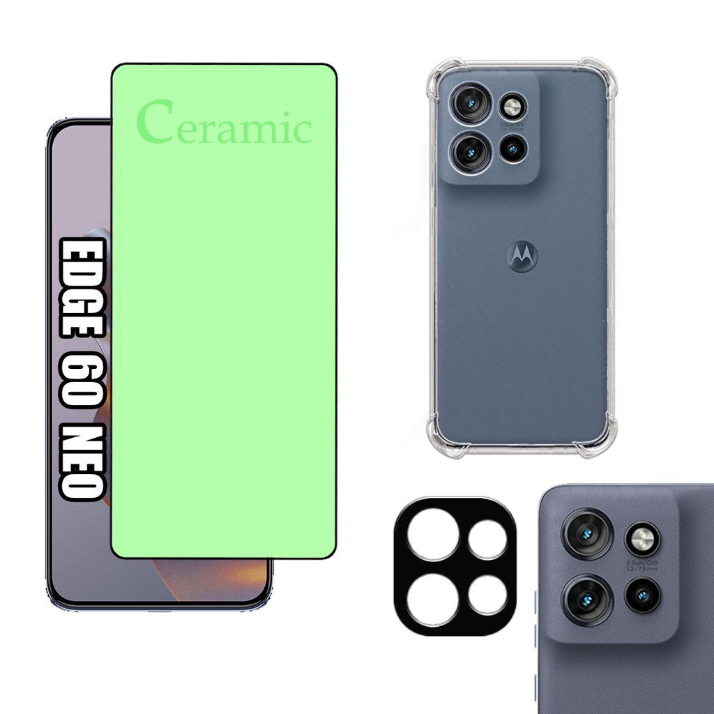 KIT Para Motorola Edge 60 Neo - Película de Cerâmica 9D - Capa - Câmera