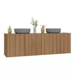 Gabinete De Banheiro 123,5cm Suspenso 4 Portas Multimóveis Mp5047 Rustic Rustic