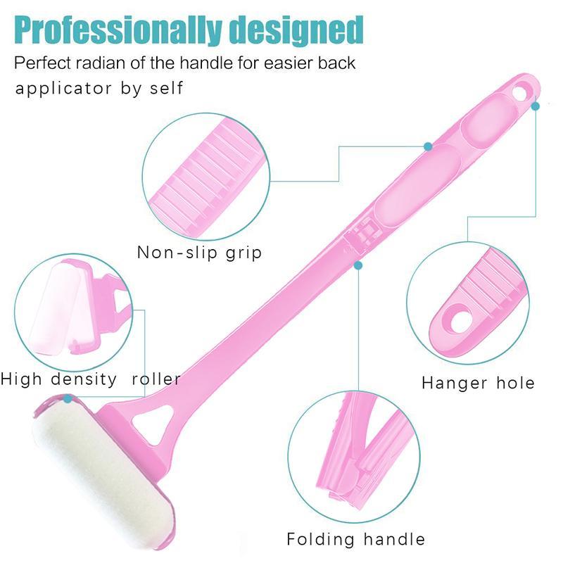 Decorador Rosa Loção Aplicador Auto Pomada Bronzeamento Ba Sti Portátil Alça Longa Dobrável Aplicar Rolo Para Homem E Mu