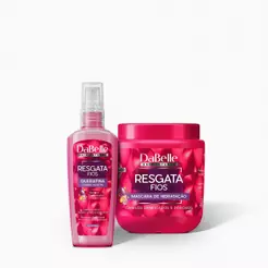 Kit Reconstrução Queratina Líquida e Máscara 400g Resgata Fios Dabelle Hair