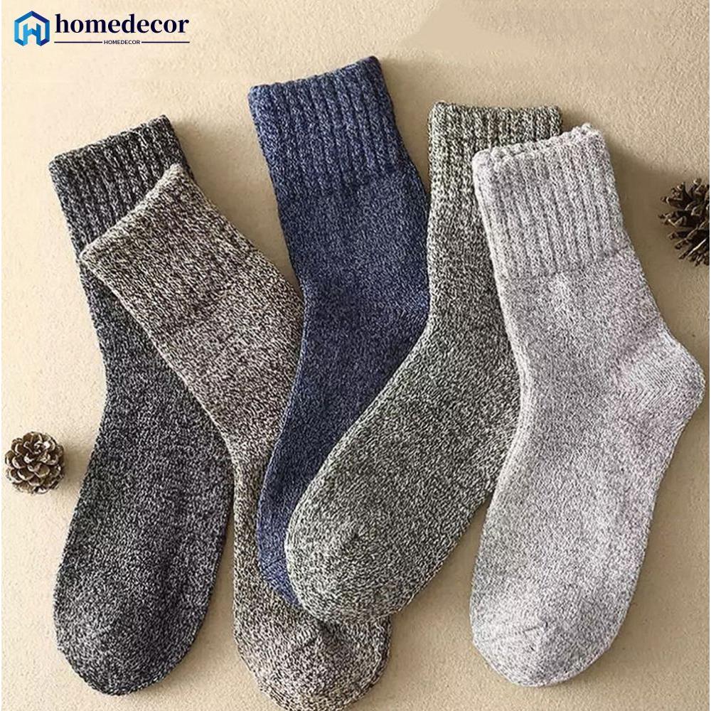 HOMEDECOR 1 Par De Meias Masculinas De Cano Médio Outono Inverno Espessadas De Lã Quente Confortáveis Respiráveis Resist