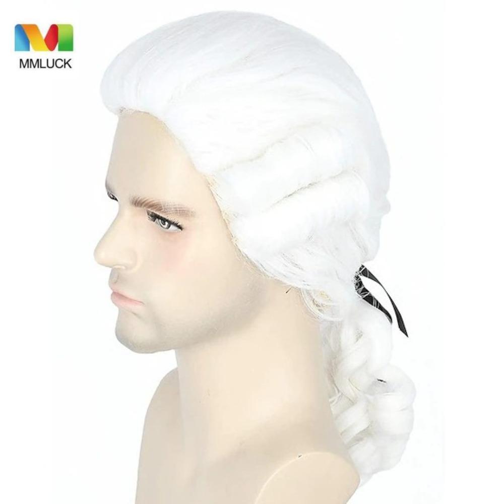DARBY Barroco Cosplay Peruca Encaracolada , Perucas Masculinas De Luxo Advogado Juiz , Cinza Histórico Halloween Masculi