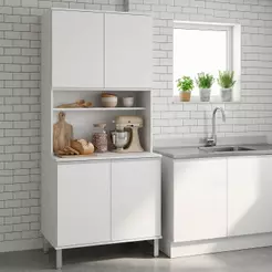 Paneleiro De Cozinha Nina 80cm 4 Portas Branco Brilho
