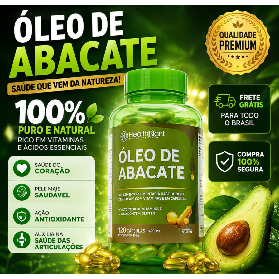 Óleo de Abacate Cápsulas Avocado Oil Softgel Vitamina E Suplemento alimentar