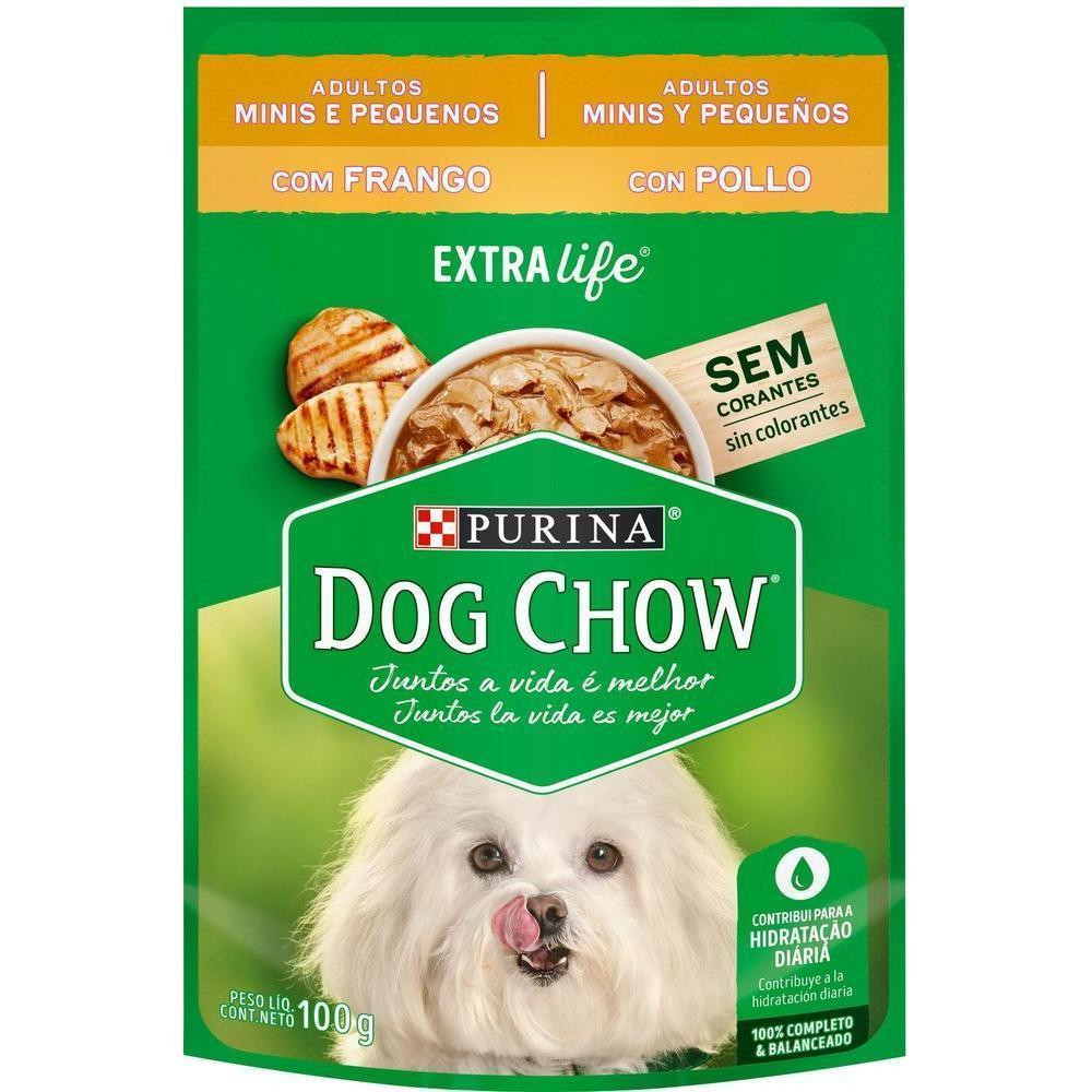 Ração Úmida para Cães Adultos Minis e Pequenos Extralife Sabor Frango Dog Chow 100G
