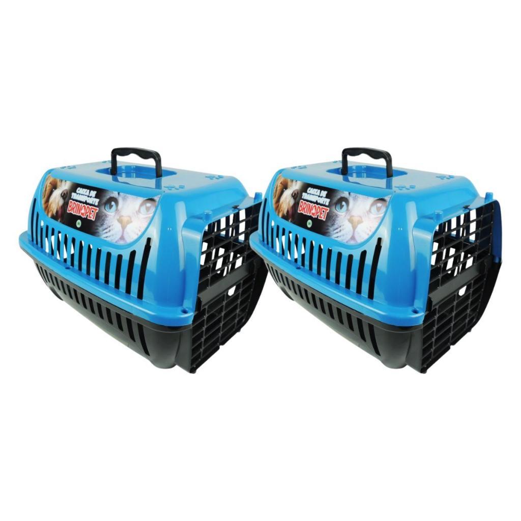 Kit 2 Caixa de Transporte Brinqpet Nº 3 Azul para Cães e Gatos em Oferta na Shopee