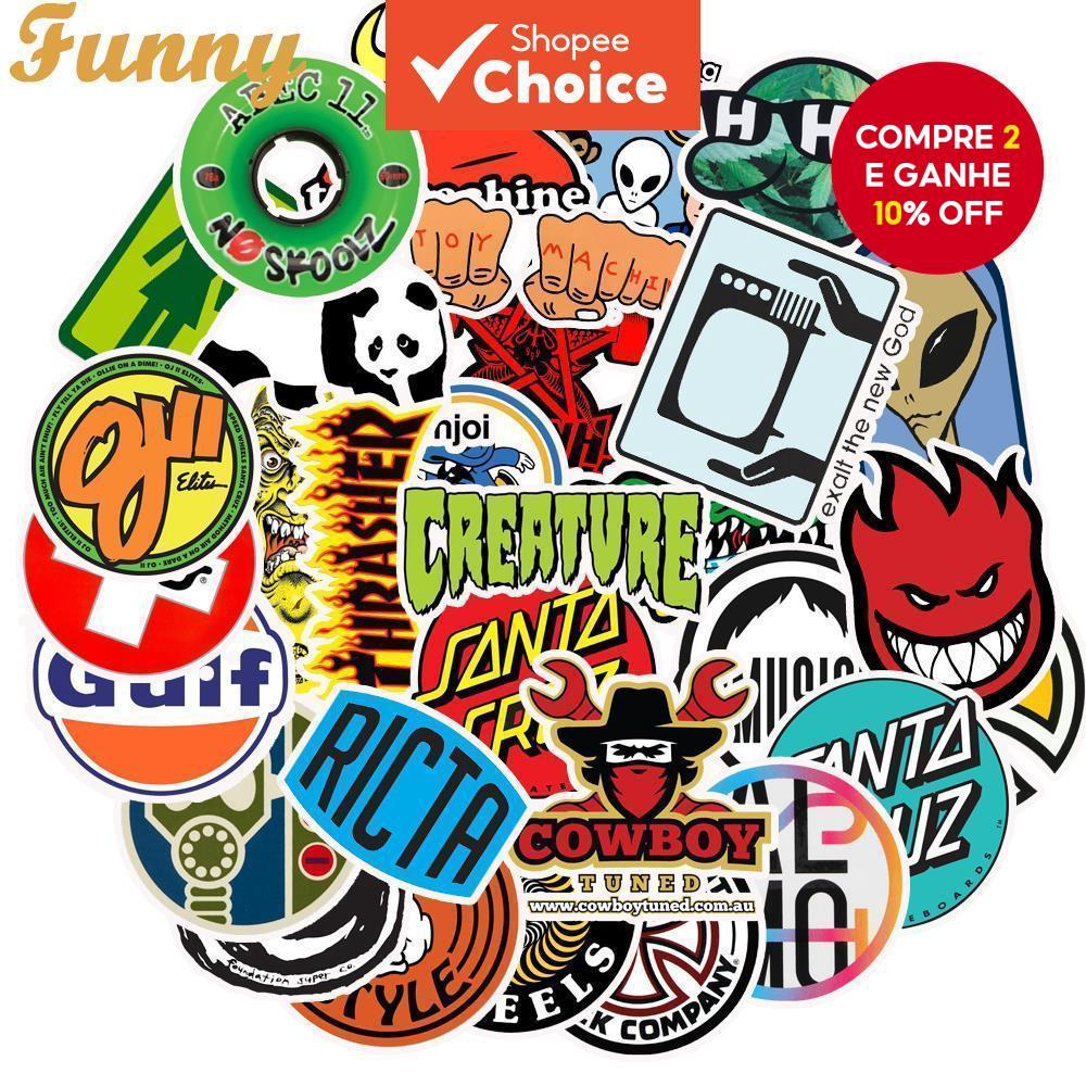 50 Peças De Adesivos De Marca De Skate-Decalques De Vinil À Prova D'água Para Laptop , Telefone E