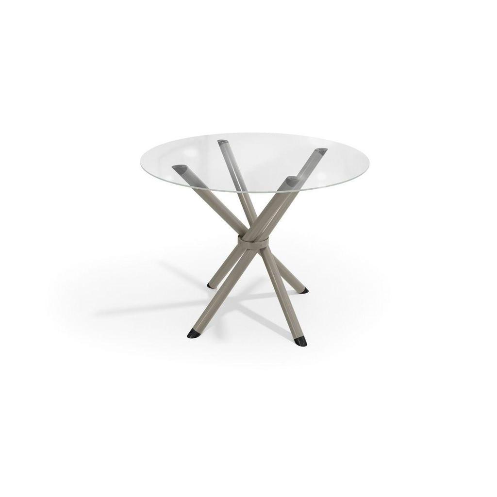 Mesa de Sala Jantar Volga c/ Tampo de Vidro Redondo 95cm Niquel - Kappesberg em Oferta na Shopee