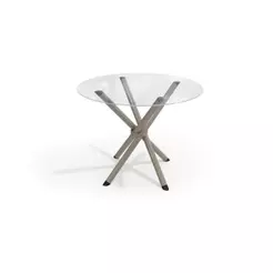 Mesa de Sala Jantar Volga c/ Tampo de Vidro Redondo 95cm Niquel - Kappesberg