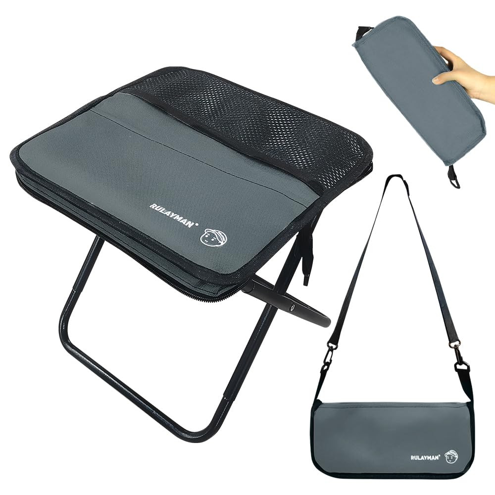 Cadeira RULAYMAN dobrável portátil, leve, 310g, suporta 150kg, ideal para camping e piqueniques.