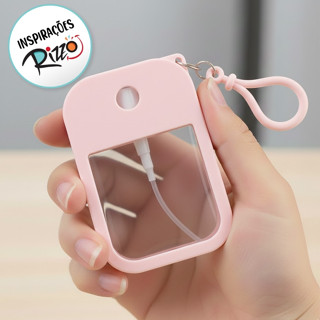 Frasco Spray Portátil Macaron Cartão com Capa de Silicone e Gancho - 50ml - Rosa - 1 unidade - Rizzo em Oferta na Shopee