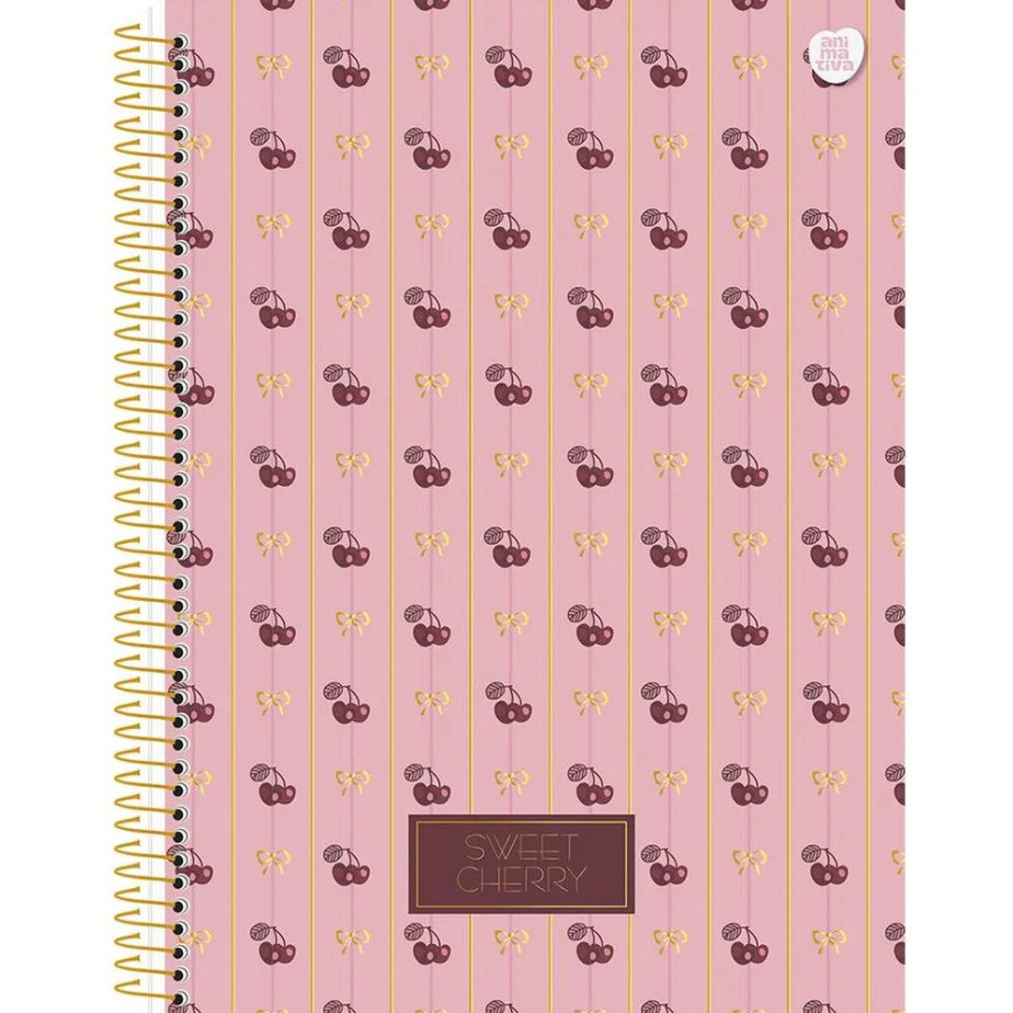 Caderno Grande Universitário Sweet Cherry Cereja Capa Dura 10 Matérias Animativa em Oferta na Shopee
