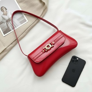 Bolsa Feminina de Ombro Verniz Vermelha Baguete Estilosa Casual Para Celular em Oferta na Shopee