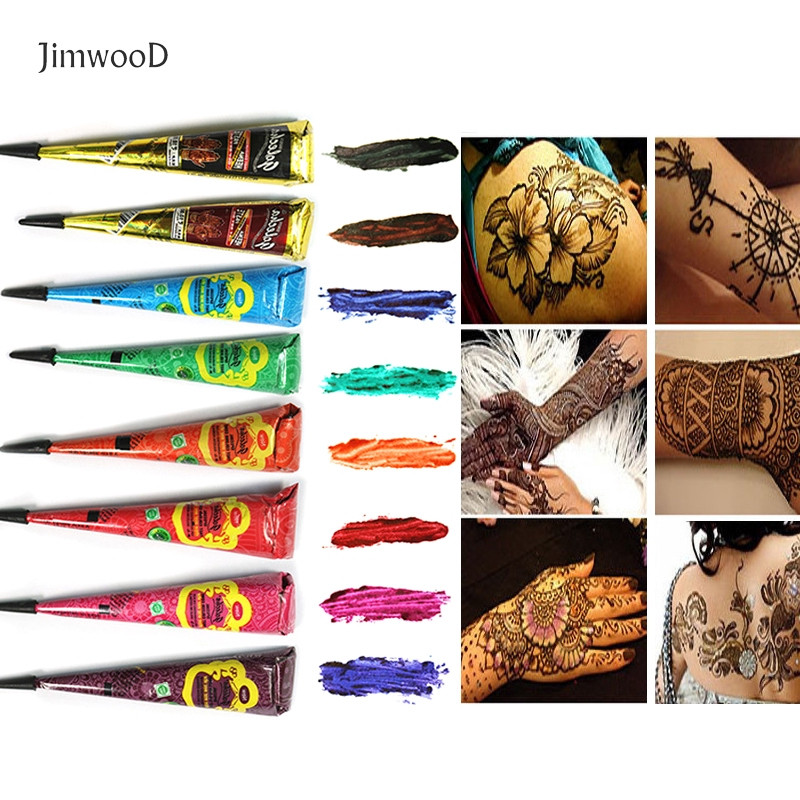bodyTattoo Paste Pasta Henna Marrom Preta Cones Tatuagem Temporária Autocolante Arte Corporal Mehndi Tinta