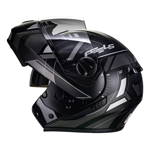 Capacete Moto Escamoteável U-rb2 Peels Articulado Robocop Preto Fosco Grafite Dynamic 64