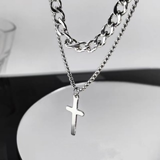 Kit 2 Em 1 Camadas De Corrente Cruz Colares Para Homens Mulheres Unissex Cubóide Cubano Cruz Corrente Em Camadas Jesus em Oferta na Shopee