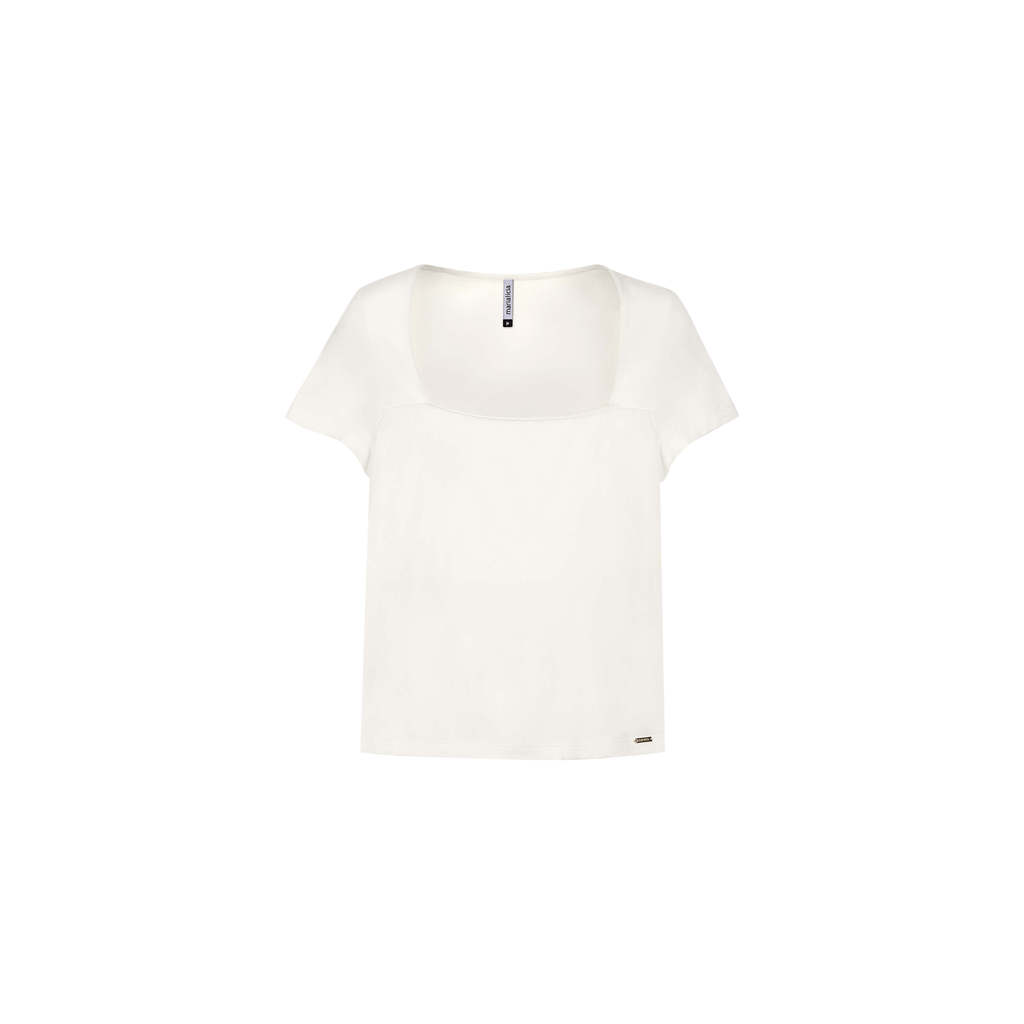 Detalhes do Blusa Feminina Decote Quadrado Marialícia Bege