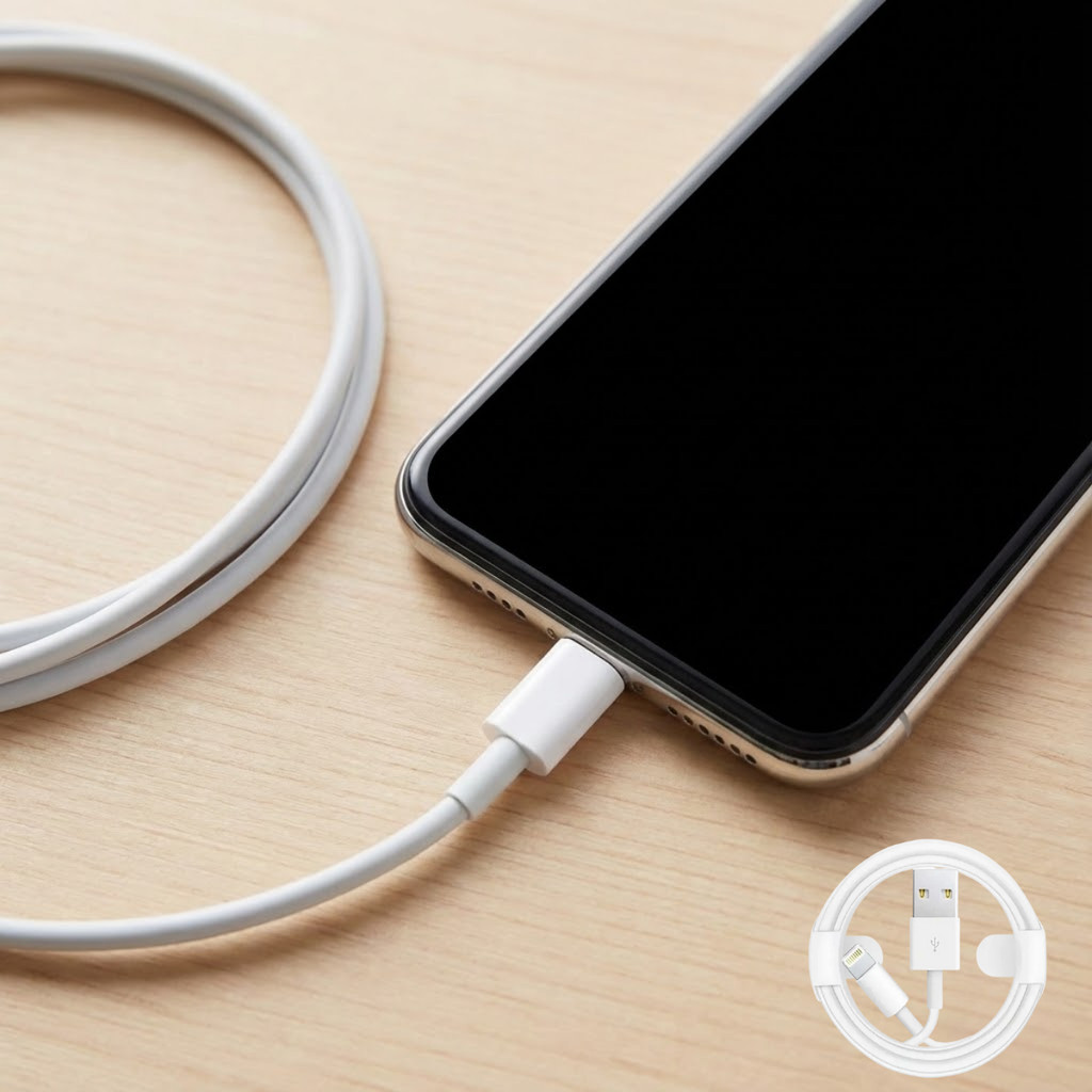 Cabo USB para Lightning 1m – Compatível com Celular, iPad e iPod